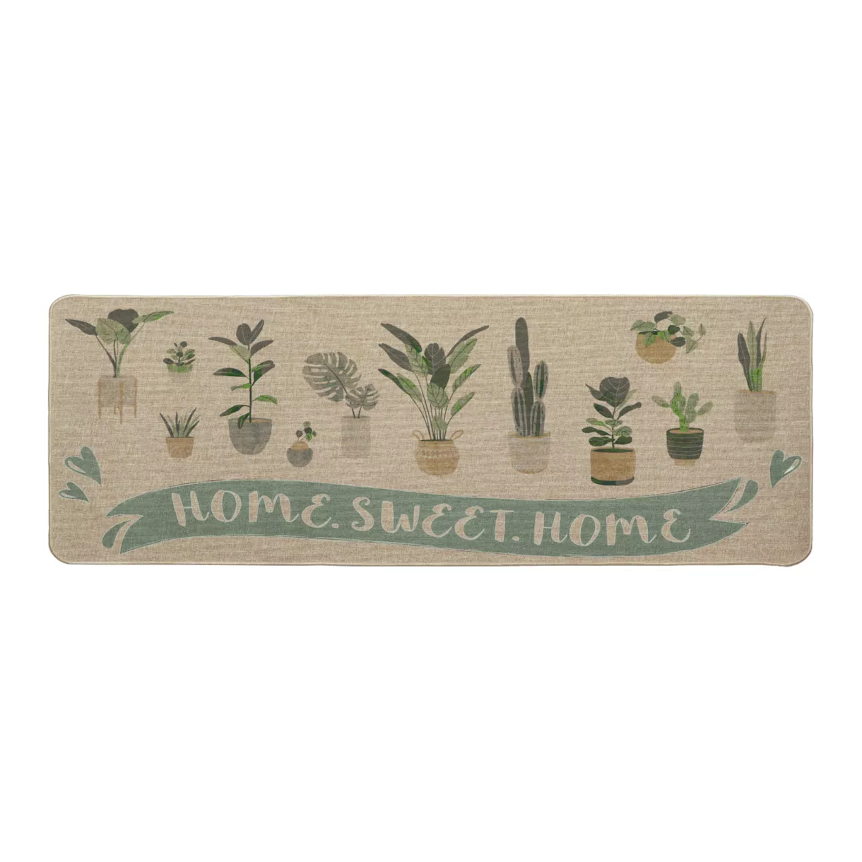 eminza Tapis d'entrée antidérapant (50 x 140 cm) Home Sweet Home Beige