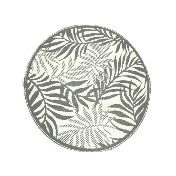 Eminza Tapis D'extérieur Rond (D150 Cm) Feuillage Gris