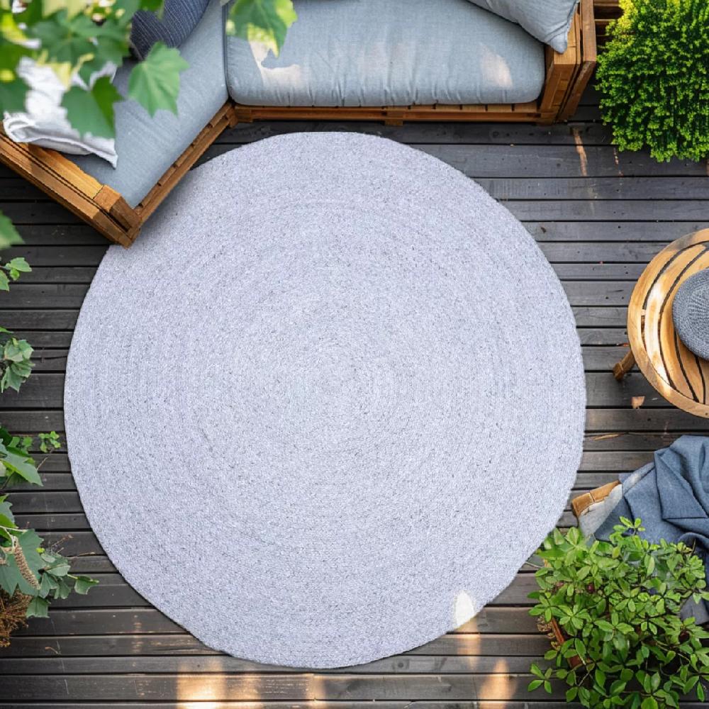 eminza Tapis d'extérieur rond (D160 cm) Pablo Noir cendré