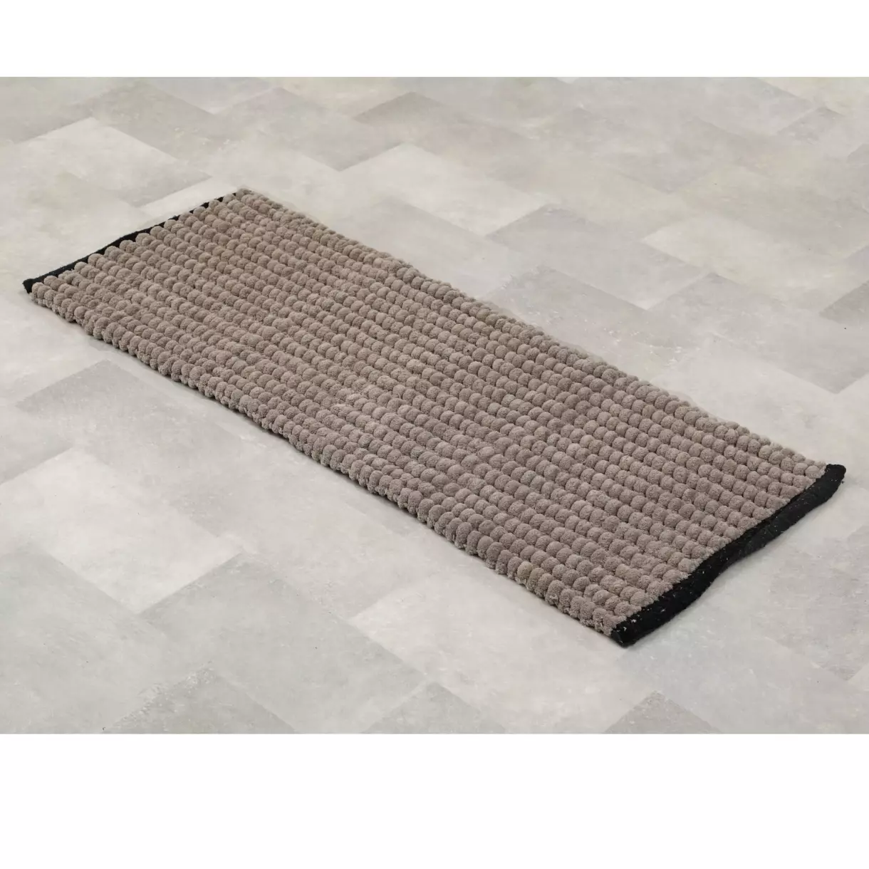 eminza Tapis de bain (120 cm) Black Line Gris ficelle / noir