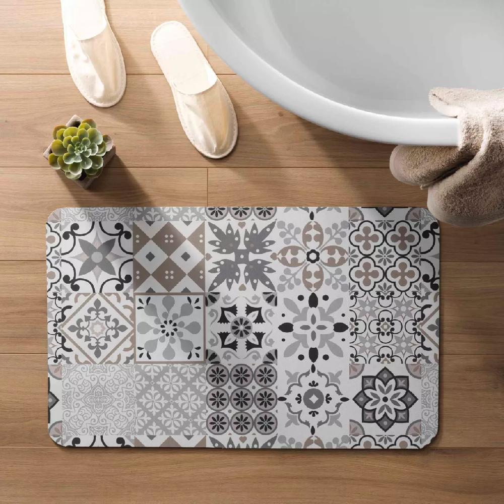 eminza Tapis de bain antidérapant (50 x 80 cm) Salou Gris