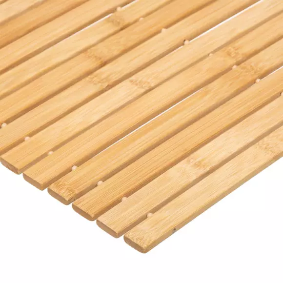 Eminza Tapis De Bain Caillebotis à Rouler Bambou (60 X 40 Cm) Leo Beige