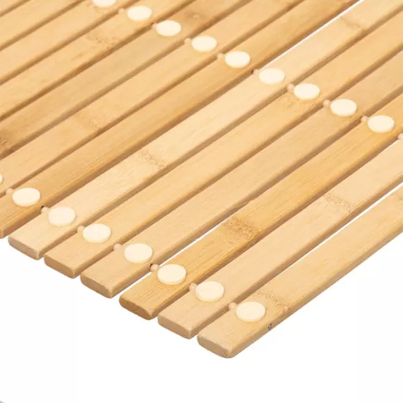Eminza Tapis De Bain Caillebotis à Rouler Bambou (60 X 40 Cm) Leo Beige