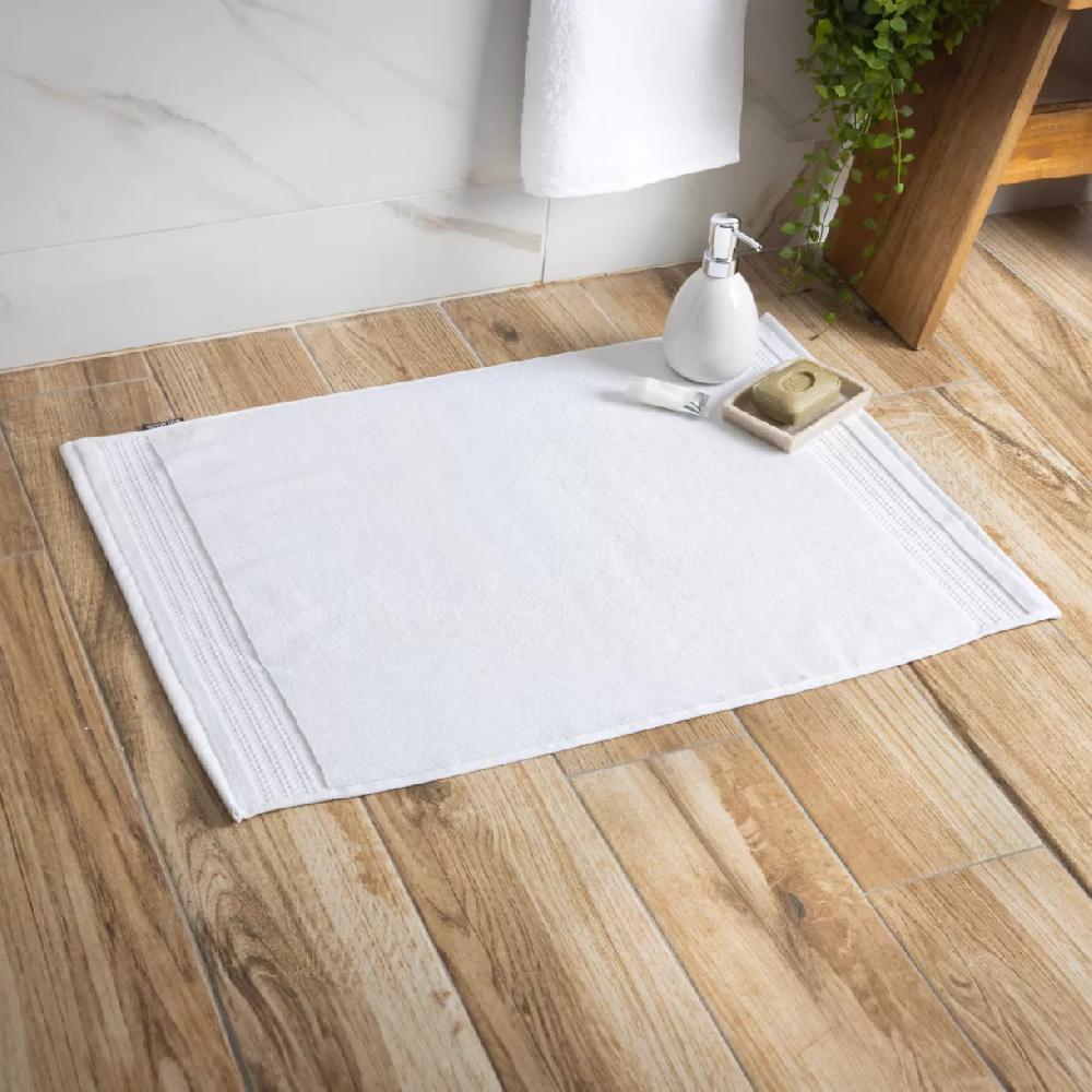 eminza Tapis de bain coton bio (50 x 70 cm) Méline Blanc chantilly