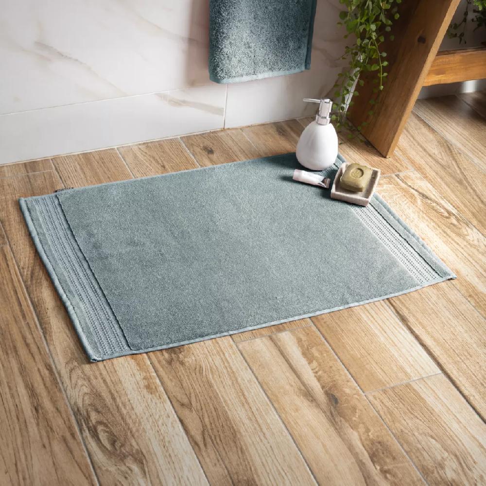 eminza Tapis de bain coton bio (50 x 70 cm) Méline Bleu glacier