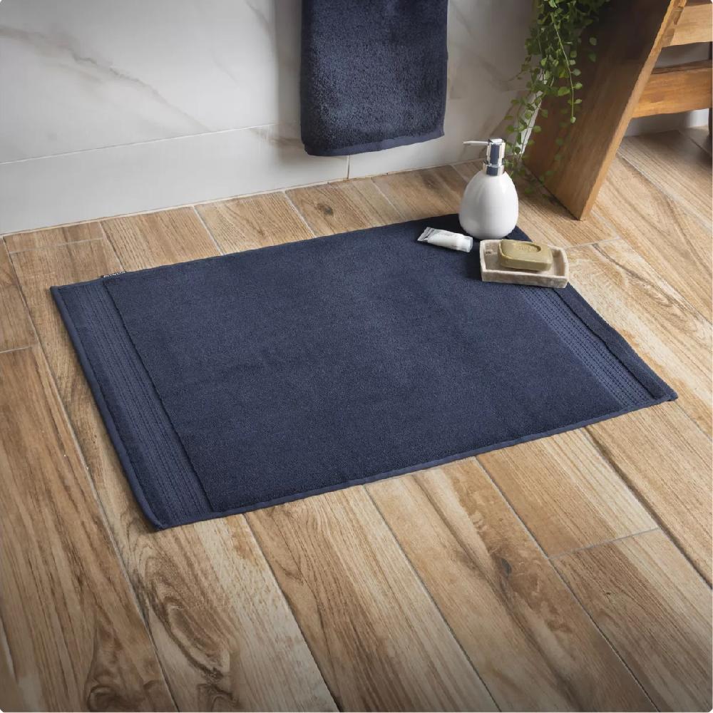 eminza Tapis de bain coton bio (50 x 70 cm) Méline Bleu nuit