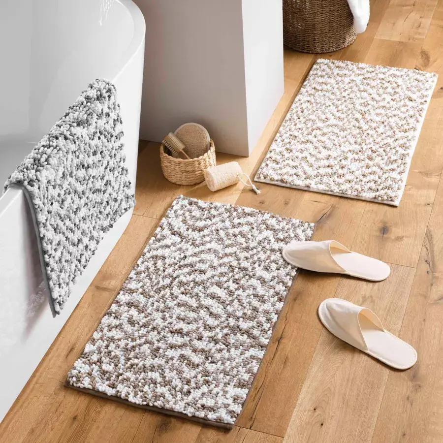 Eminza Tapis De Bain Microfibre (45 X 75 Cm) Friza Taupe Clair