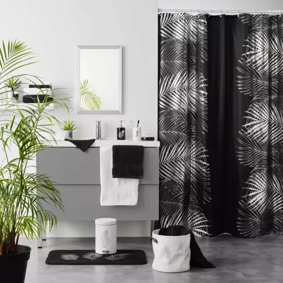 Eminza Tapis De Bain Microfibre (45 X 75 Cm) Orbella Noir Et Argent