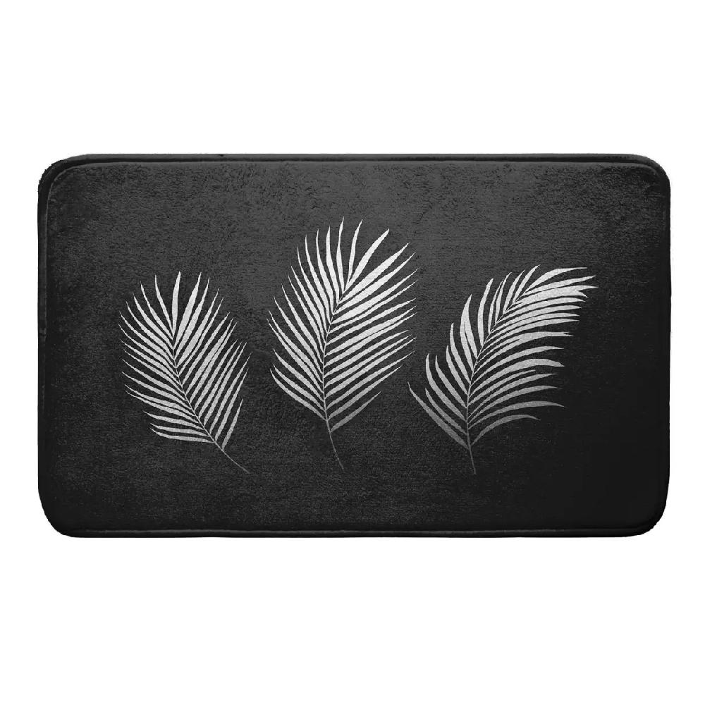 eminza Tapis de bain microfibre (45 x 75 cm) Orbella Noir et argent