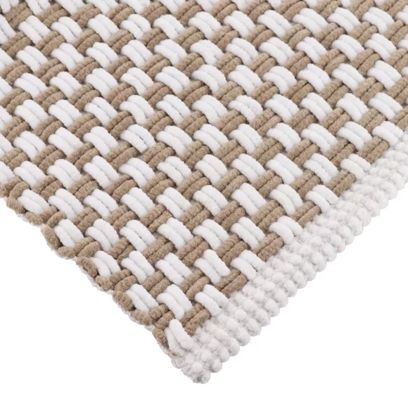 Eminza Tapis De Bain Microfibre Maille (45 X 90 Cm) Cuzco Taupe Et Beige