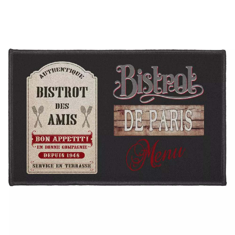 eminza Tapis de cuisine (50 x 80 cm) Bistrot des amis Rouge