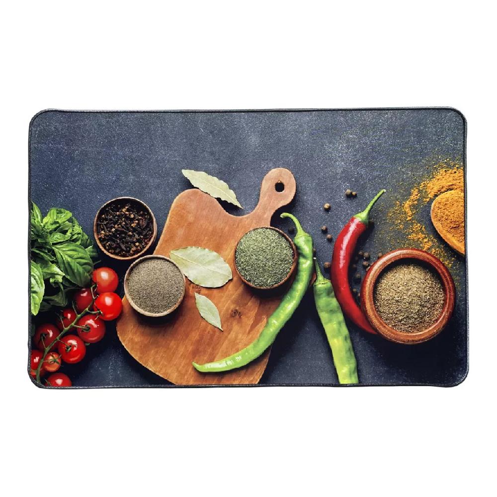 eminza Tapis de cuisine antidérapant (50 x 80 cm) Aromates Multicolore