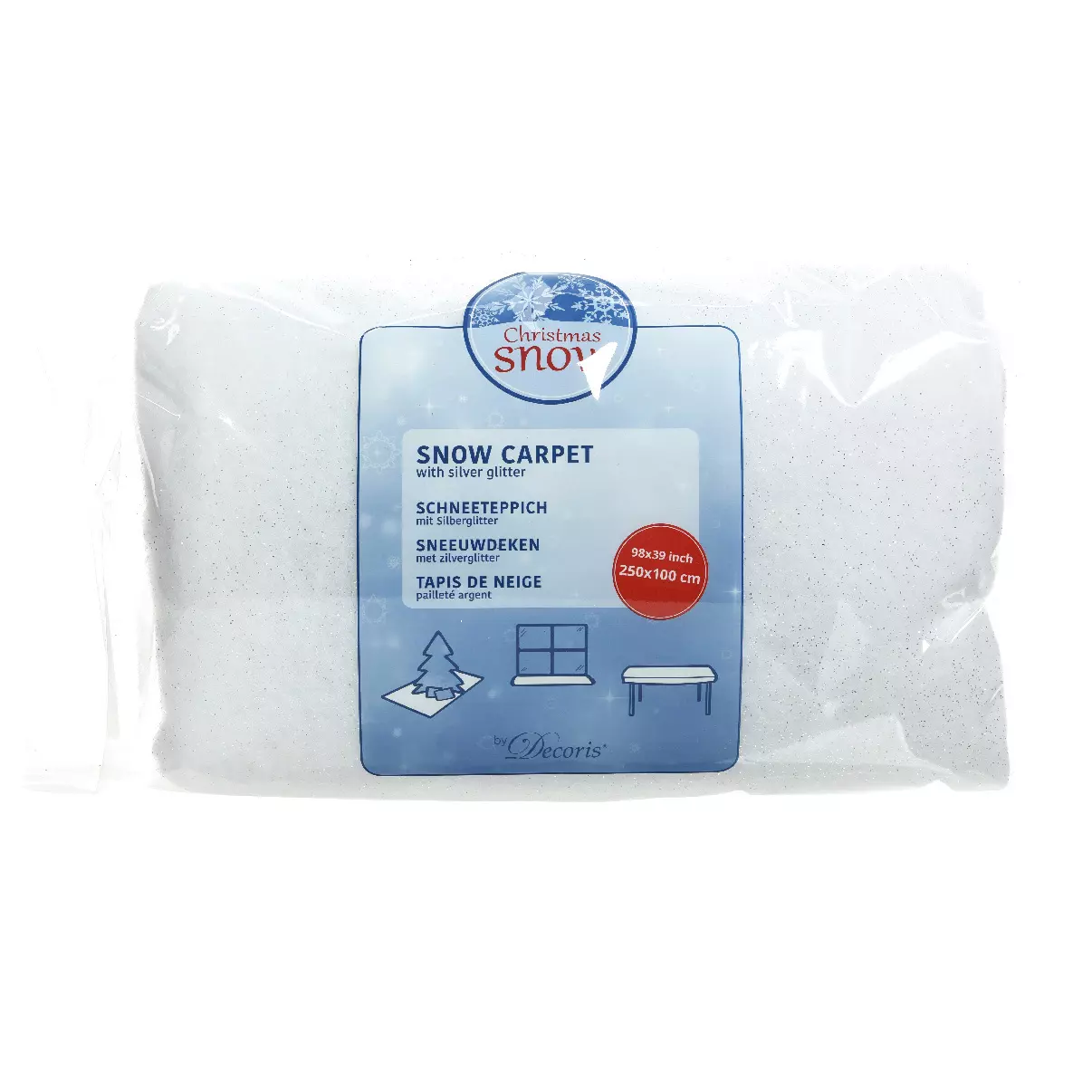 eminza Tapis de neige rectangulaire (250 x 100 cm) Argent pailleté