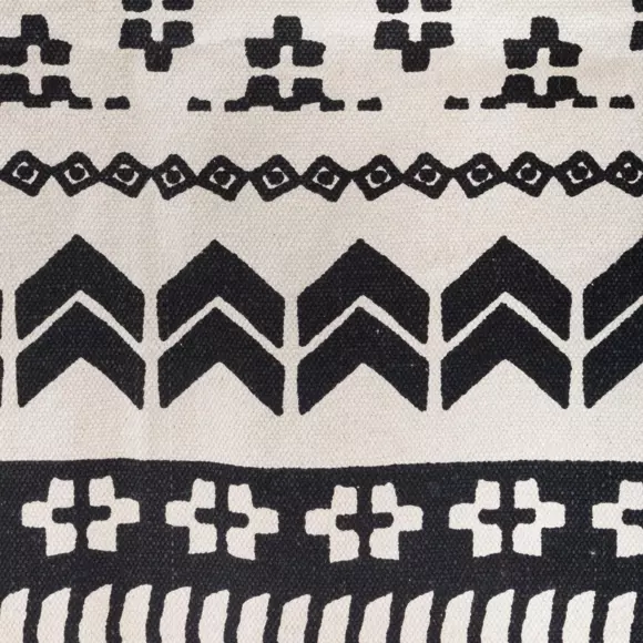 Eminza Tapis De Salon Coton (120 X 170 Cm) Delhi Noir Et Blanc