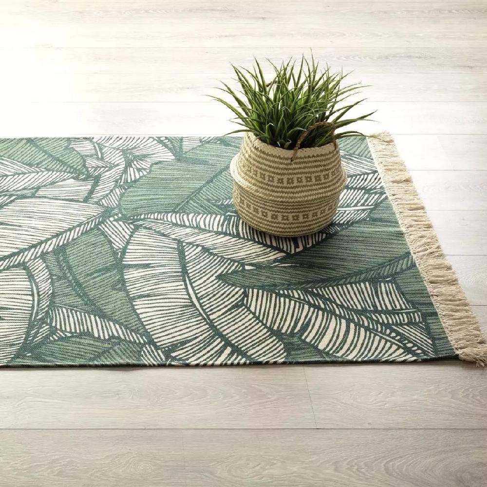eminza Tapis de salon coton (120 x 170 cm) Jungle Vert