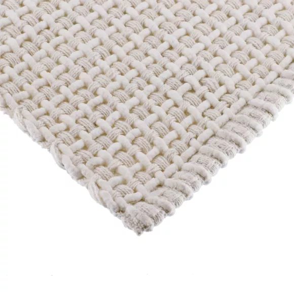Eminza Tapis De Salon Coton (50 X 120 Cm) Mimetisme Blanc Et Ivoire