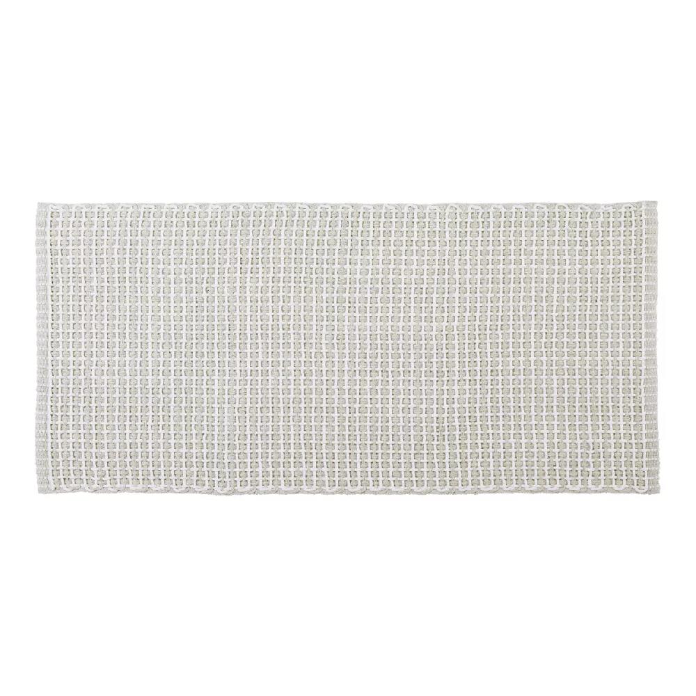 eminza Tapis de salon coton (50 x 120 cm) Mimetisme Blanc et ivoire