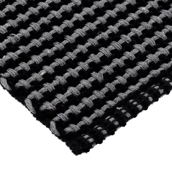 Eminza Tapis De Salon Coton (50 X 120 Cm) Mimetisme Gris Anthracite Et Noir