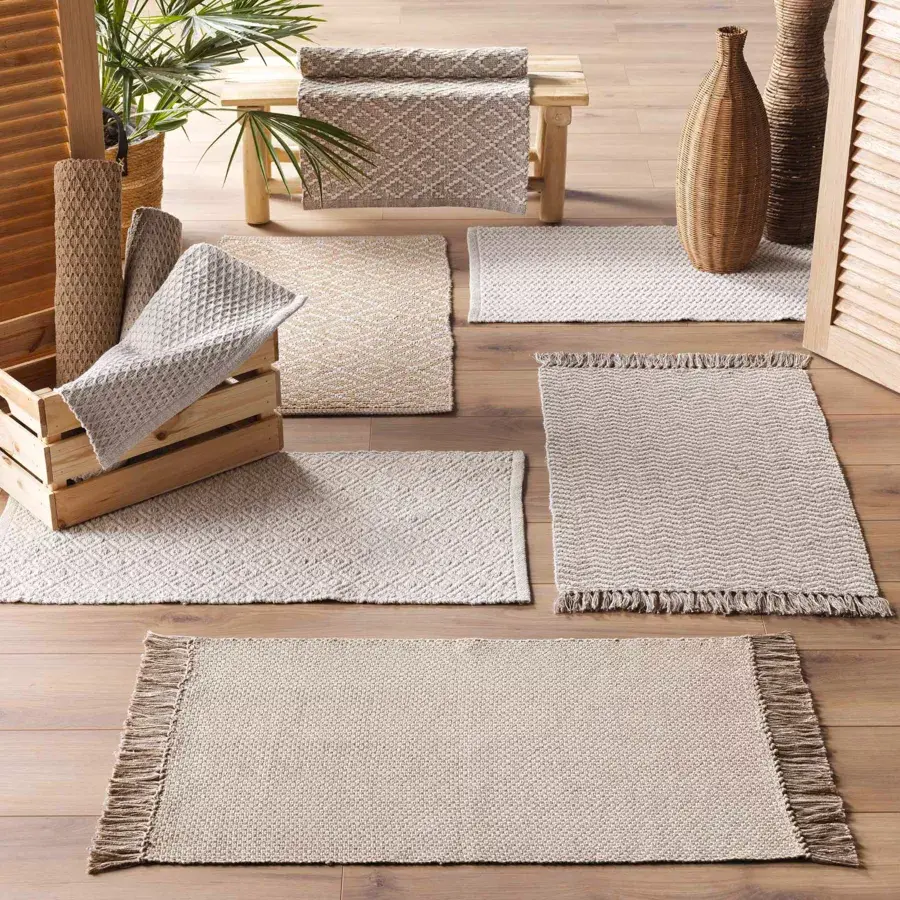 Eminza Tapis De Salon Coton (50 X 80 Cm) Dorana Taupe