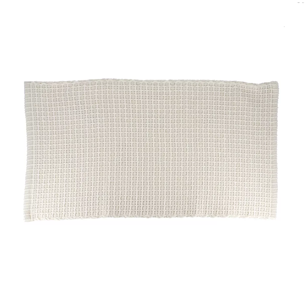 eminza Tapis de salon coton (50 x 90 cm) Mimetisme Blanc et ivoire
