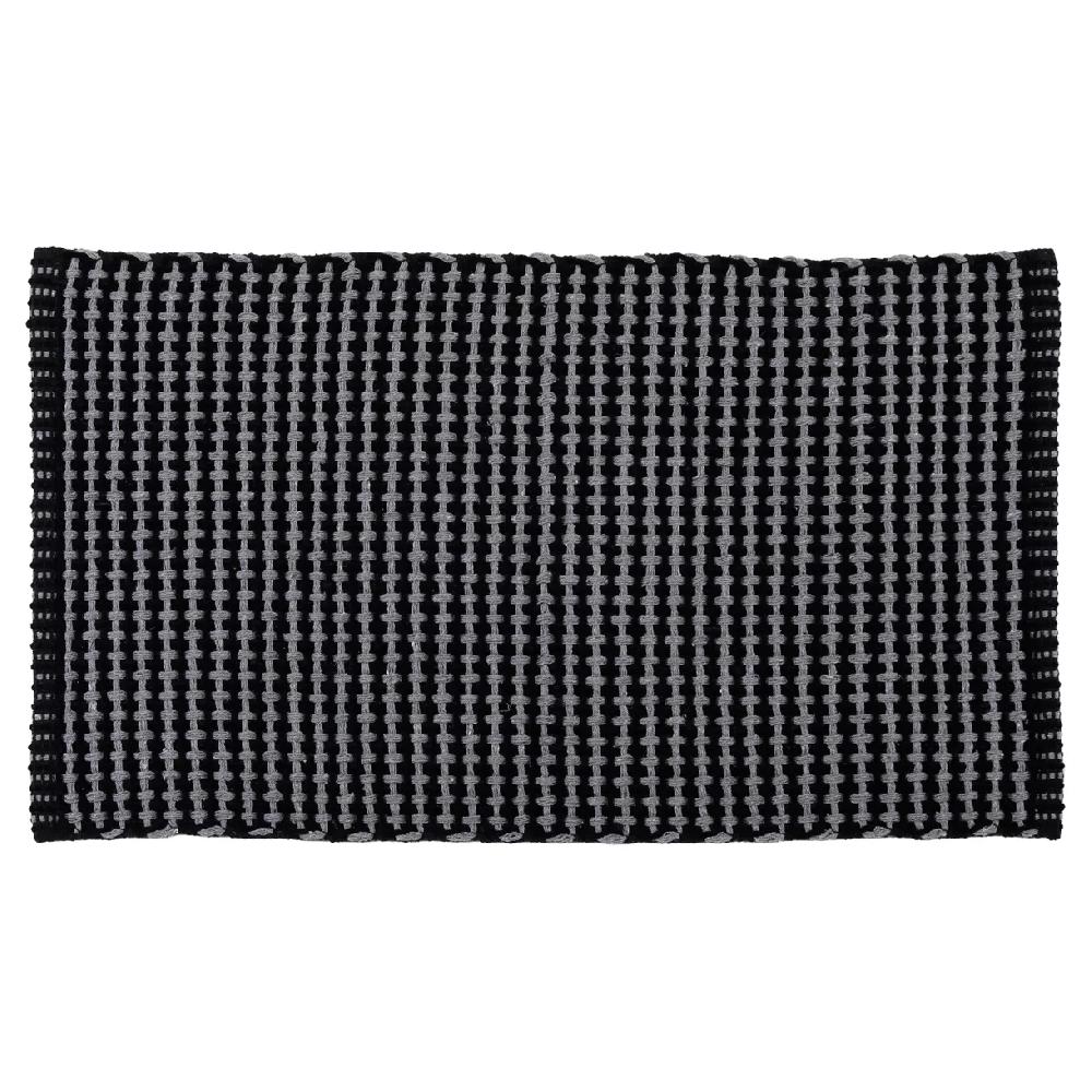 eminza Tapis de salon coton (50 x 90 cm) Mimetisme Gris anthracite et noir