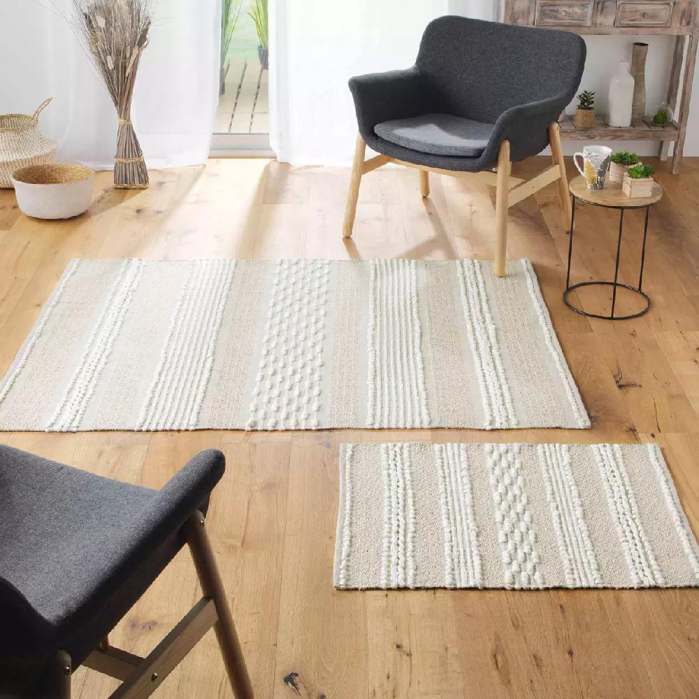 eminza Tapis de salon coton (60 x 90 cm) Blanca Beige