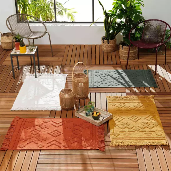 Eminza Tapis De Salon Coton (60 X 90 Cm) Cilaos Jaune Safran