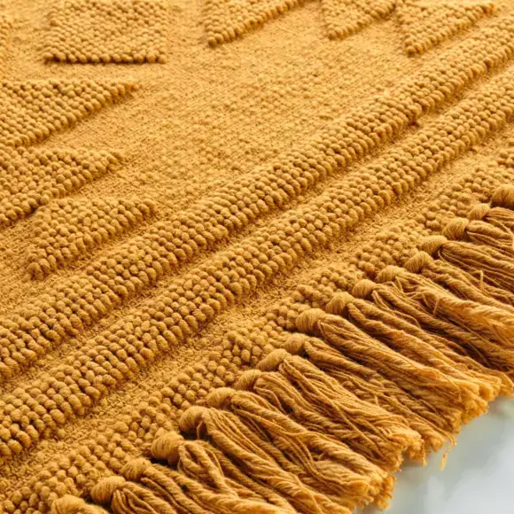 Eminza Tapis De Salon Coton (60 X 90 Cm) Cilaos Jaune Safran