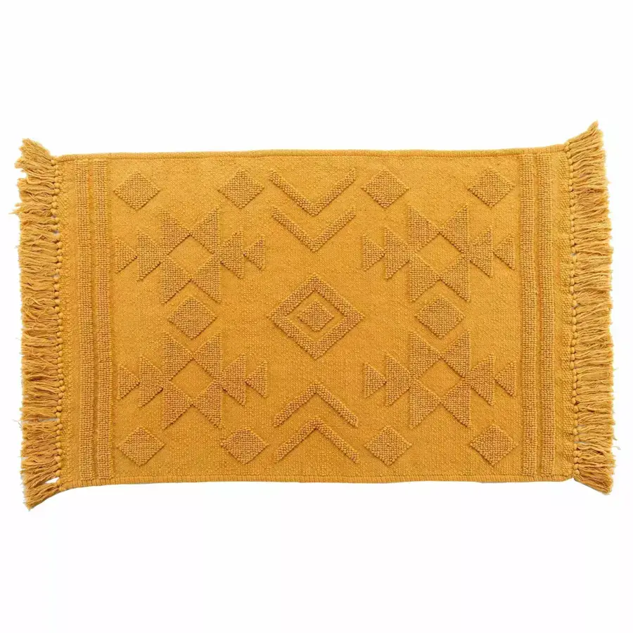 Eminza Tapis De Salon Coton (60 X 90 Cm) Cilaos Jaune Safran