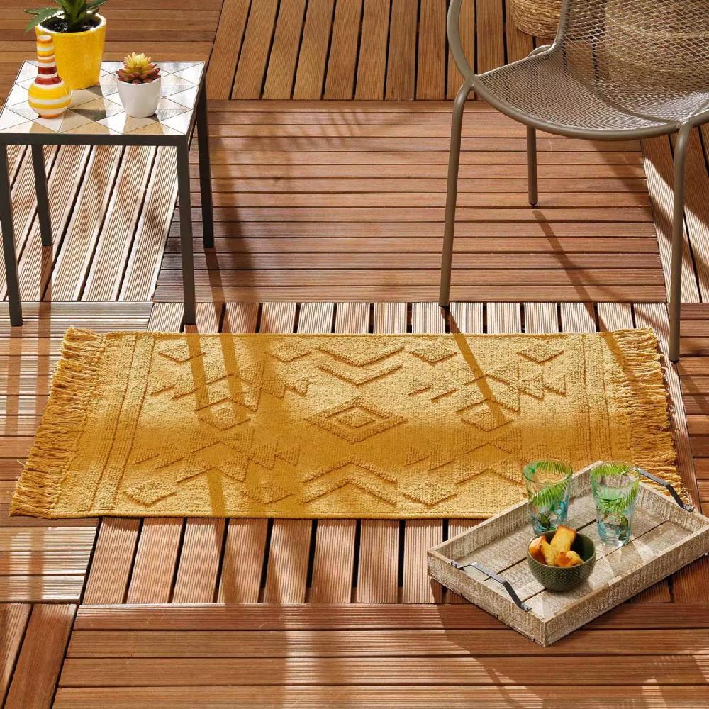 eminza Tapis de salon coton (60 x 90 cm) Cilaos Jaune safran