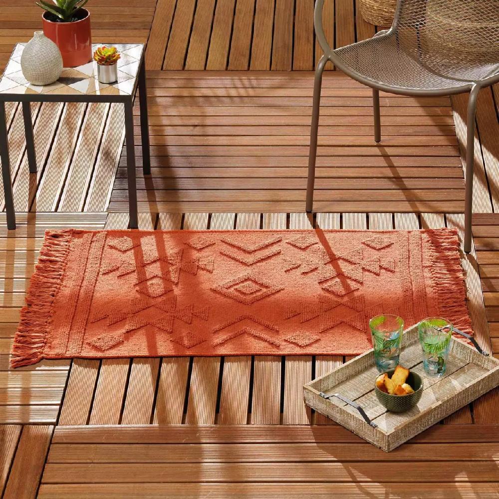 eminza Tapis de salon coton (60 x 90 cm) Cilaos Terracotta
