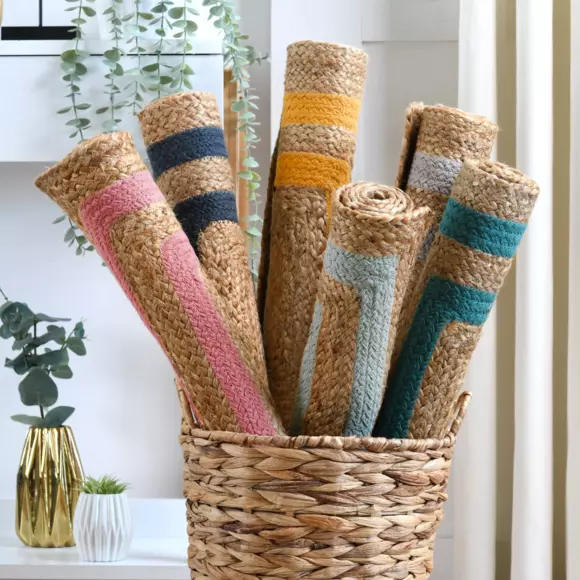 Eminza Tapis De Salon Jute (90 Cm) Berry Vert émeraude