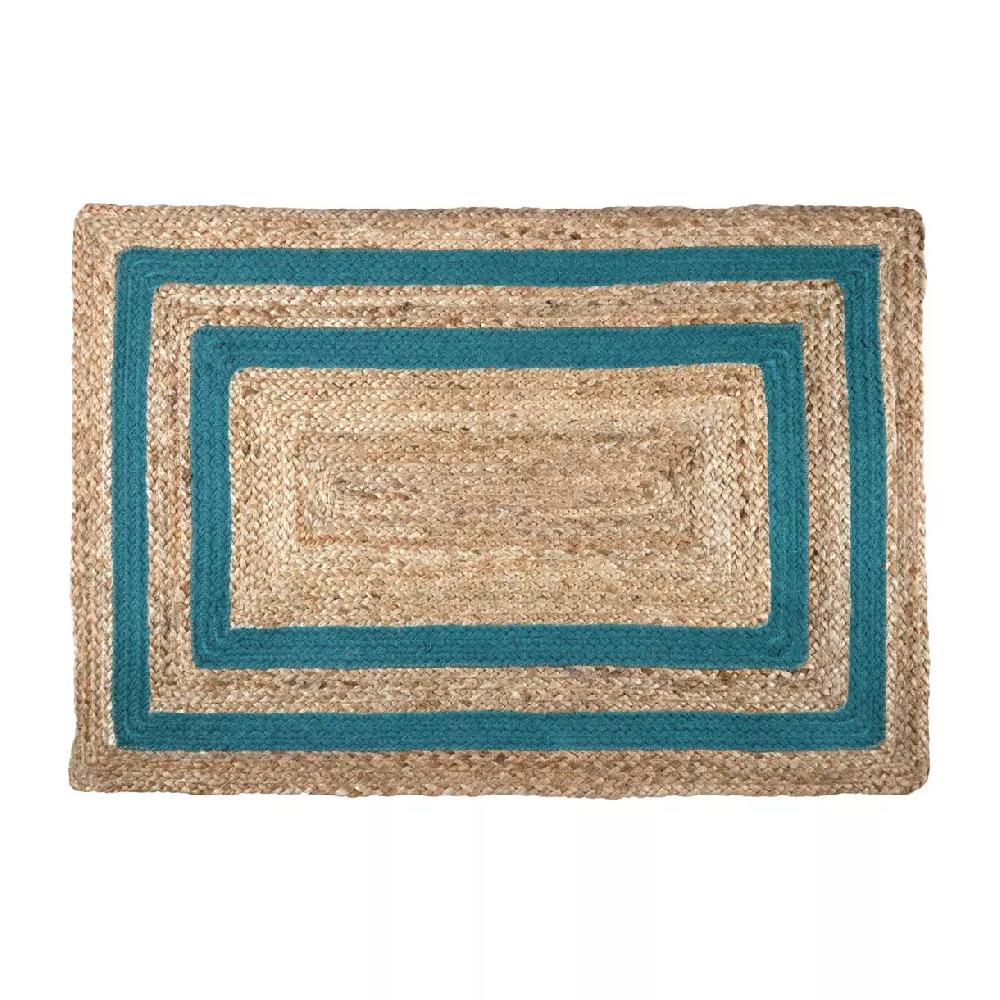 eminza Tapis de salon jute (90 cm) Berry Vert émeraude