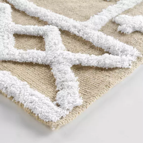 Eminza Tapis De Salon Jute Et Coton (120 X 170 Cm) Medine Beige