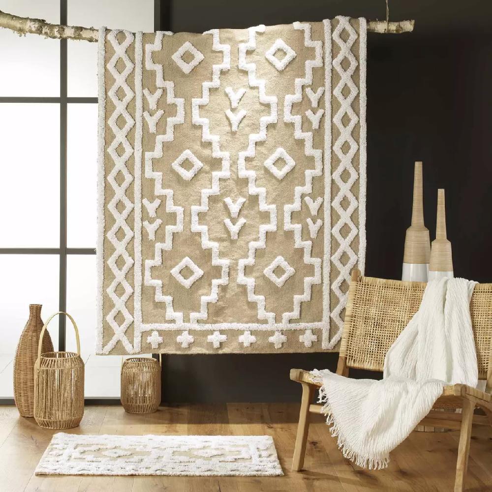 eminza Tapis de salon jute et coton (120 x 170 cm) Medine Beige