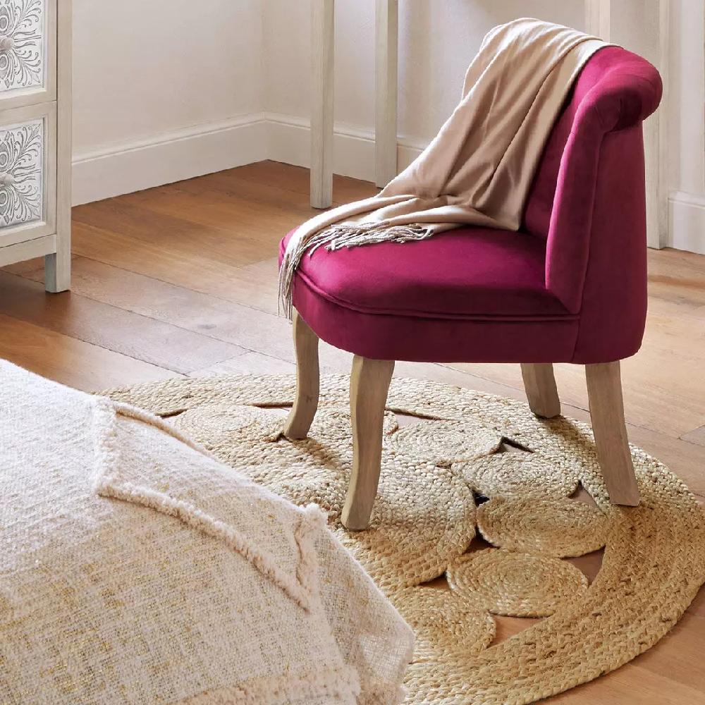 eminza Tapis de salon jute rond (120 cm) Vent Beige naturel