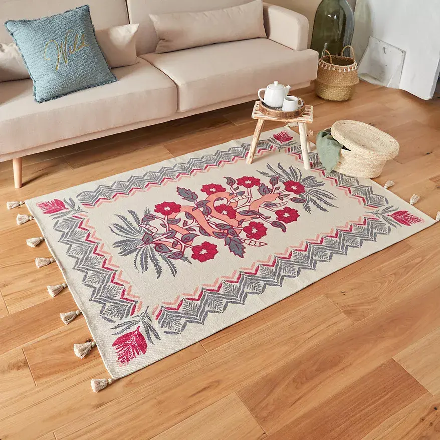 eminza Tapis de salon rectangulaire coton (170 x 120 cm) Wild Multicolore