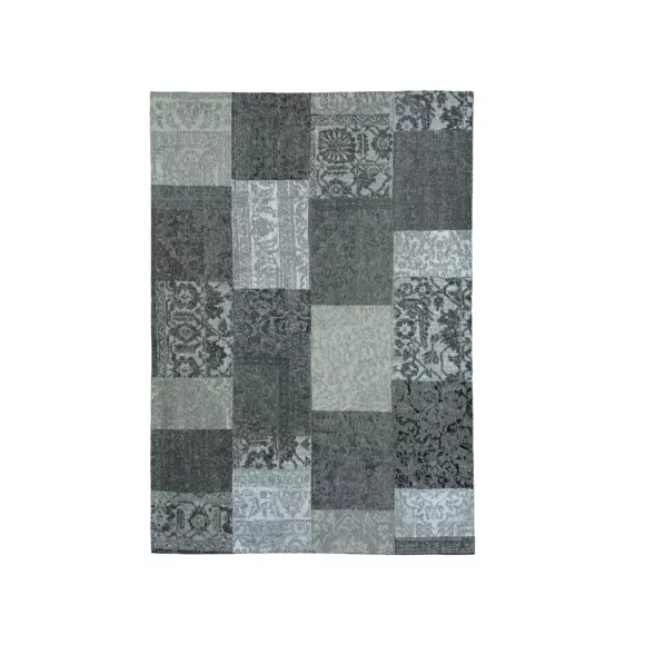 Eminza Tapis De Salon Rectangulaire Jacquard (140 X 200 Cm) Rishi Noir Et Gris