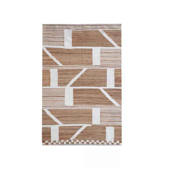 Eminza Tapis De Salon Rectangulaire Jute (140 X 200 Cm) Paris Beige
