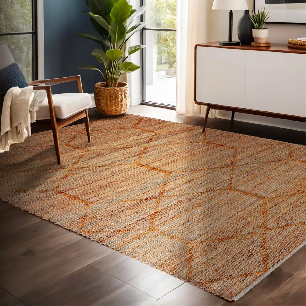 eminza Tapis de salon rectangulaire jute et coton tissé main (160 x 230 cm) Jaya Marron