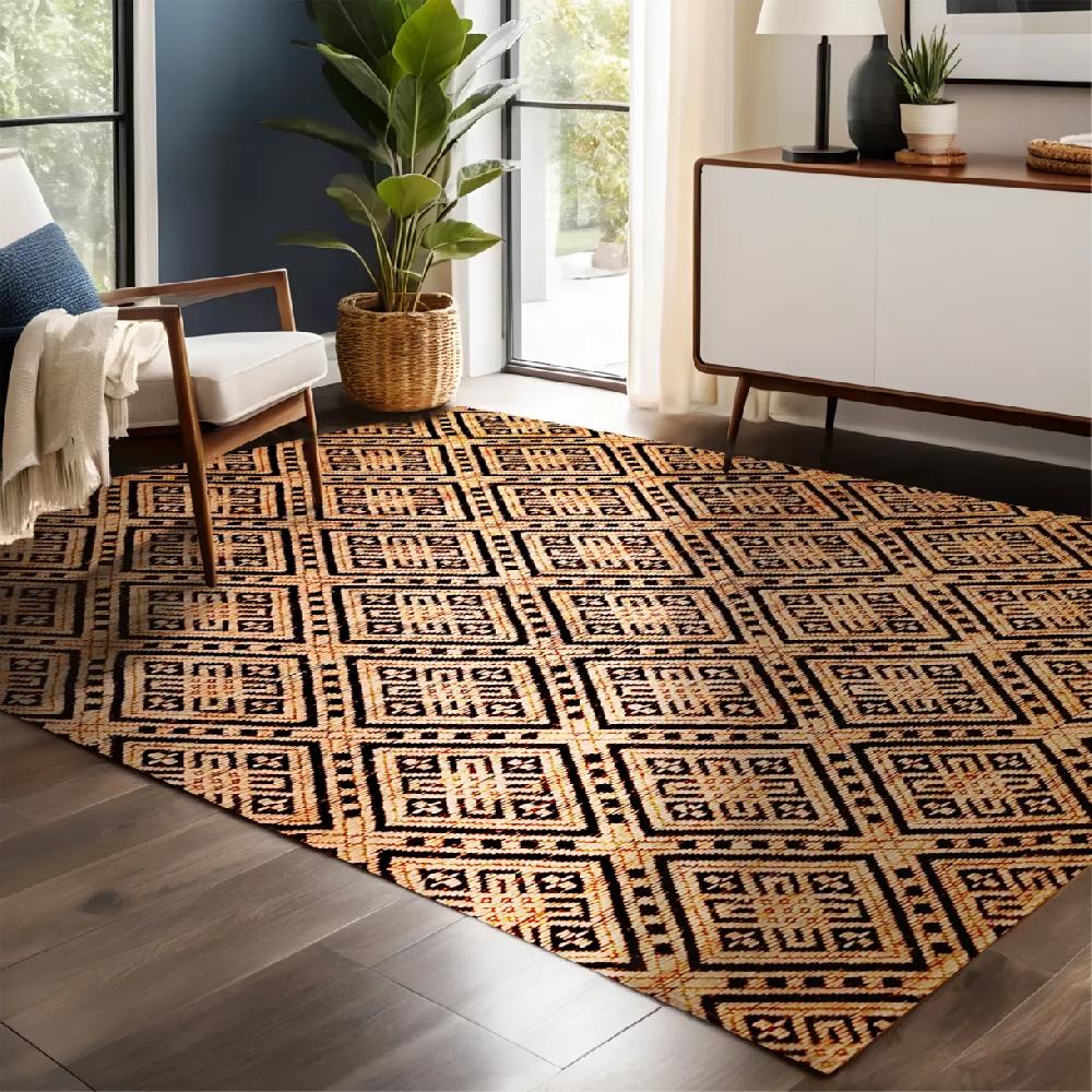eminza Tapis de salon rectangulaire jute tissée main (140 x 200 cm) Meera Beige