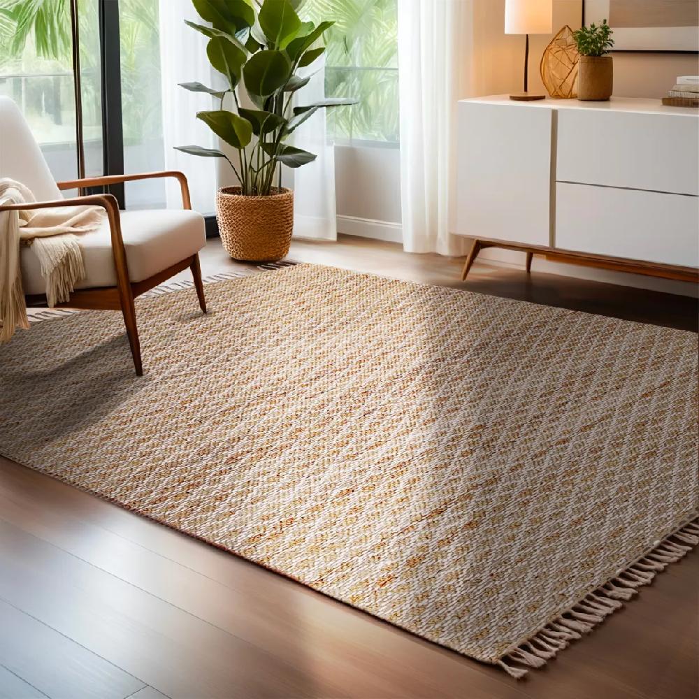 eminza Tapis de salon rectangulaire jute tissée main (140 x 200 cm) Yuki Marron