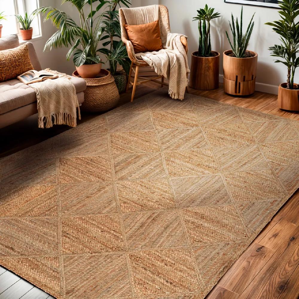 eminza Tapis de salon rectangulaire jute tissée main (160 x 230 cm) Anaya Marron