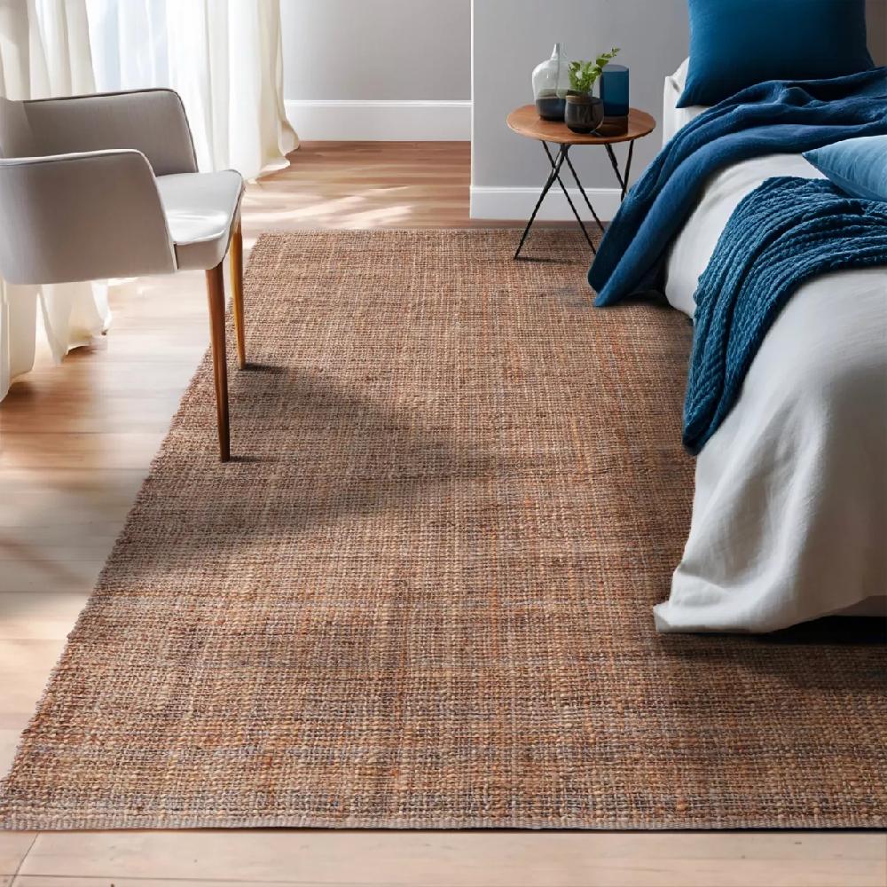 eminza Tapis de salon rectangulaire jute tissée main (160 x 230 cm) Yuto Marron