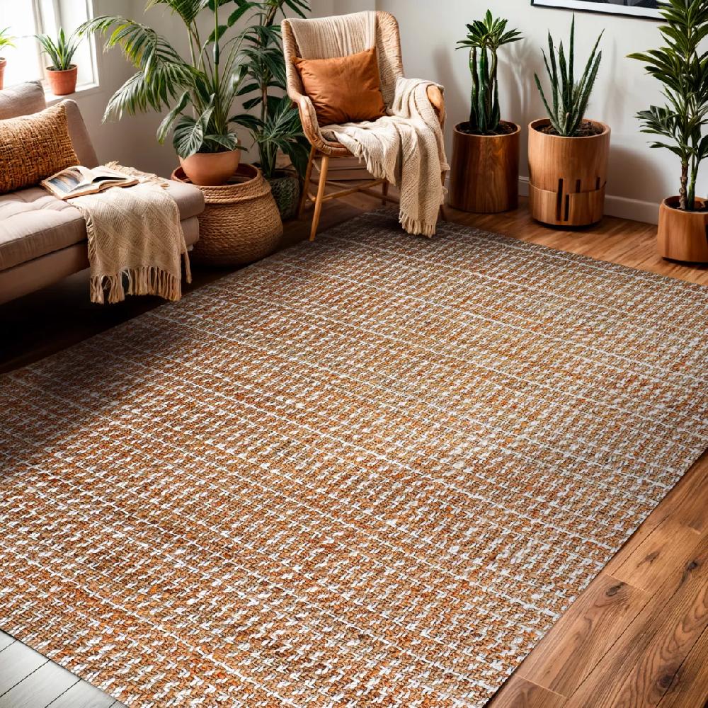 eminza Tapis de salon rectangulaire jute tissée main (160 x 230 cm) Weston Marron