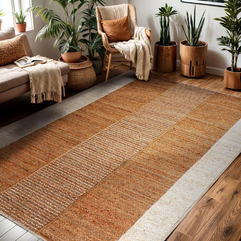 eminza Tapis de salon rectangulaire jute tissée main (160 x 230 cm) Hudson Marron