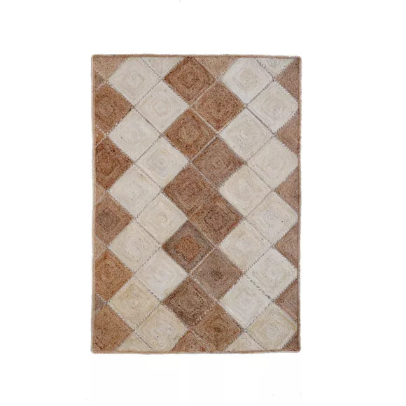 Eminza Tapis De Salon Rectangulaire Jute Tressée Main (140 X 200 Cm) Advay Beige