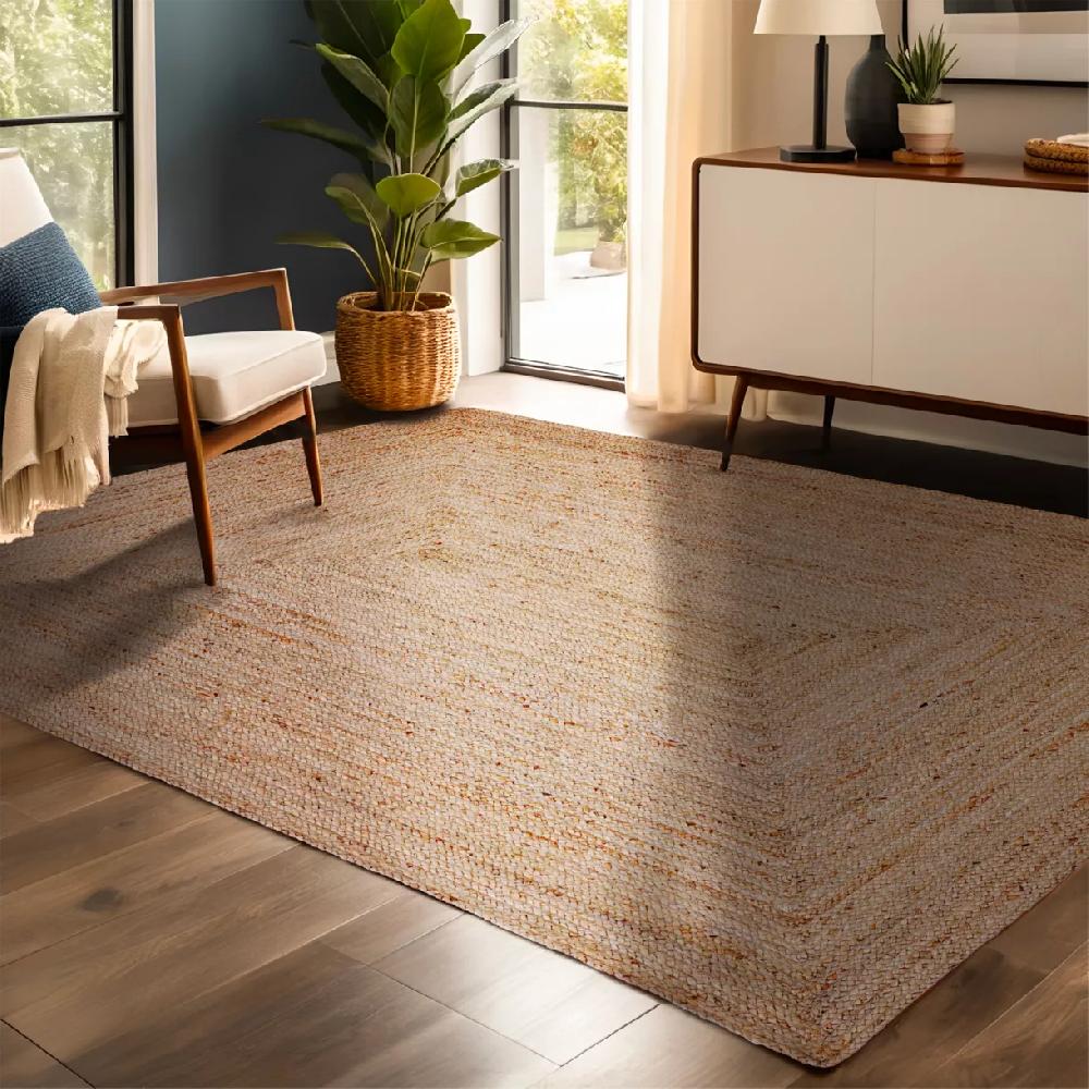 eminza Tapis de salon rectangulaire jute tressée main (140 x 200 cm) Sunrise Marron
