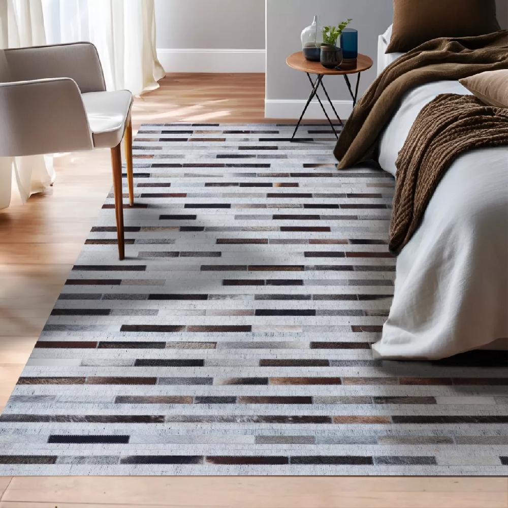 eminza Tapis de salon rectangulaire laine jacquard (140 x 200 cm) Sanjay Gris