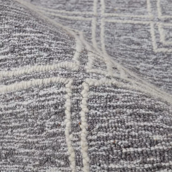 Eminza Tapis De Salon Rectangulaire Laine Tuftée (140 X 200 Cm) Yutoo Gris